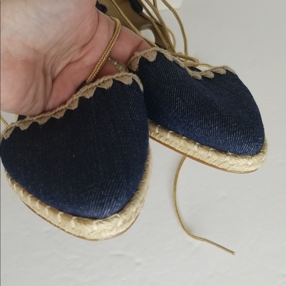 NWOT. NINE WEST ANKLE LACE UP DENIM ESPADRILLE